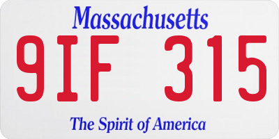 MA license plate 9IF315
