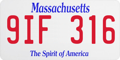 MA license plate 9IF316