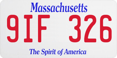 MA license plate 9IF326