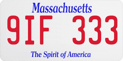 MA license plate 9IF333