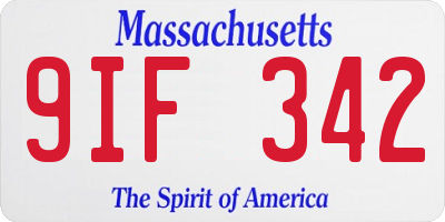 MA license plate 9IF342