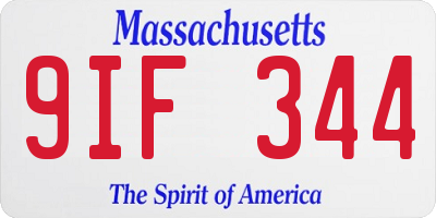MA license plate 9IF344