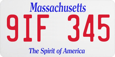 MA license plate 9IF345