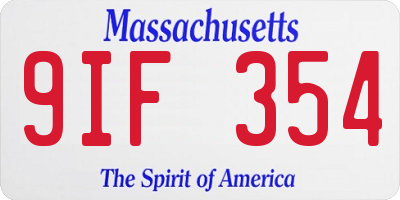 MA license plate 9IF354