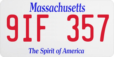 MA license plate 9IF357