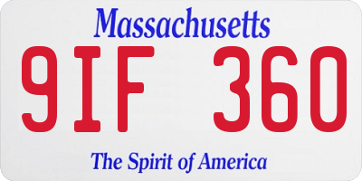 MA license plate 9IF360