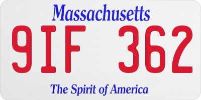 MA license plate 9IF362