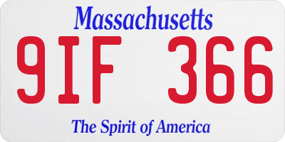 MA license plate 9IF366