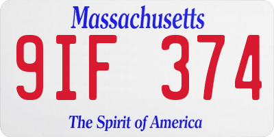 MA license plate 9IF374