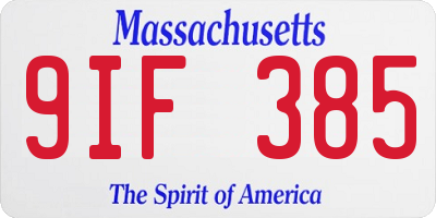 MA license plate 9IF385