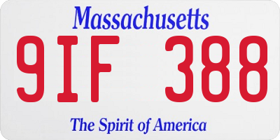 MA license plate 9IF388