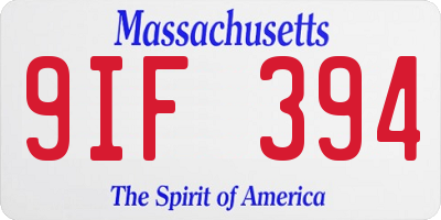 MA license plate 9IF394