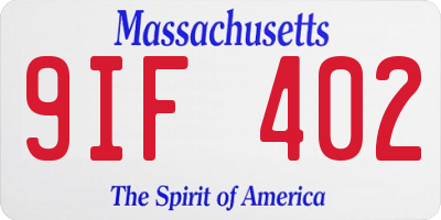 MA license plate 9IF402
