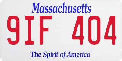 MA license plate 9IF404