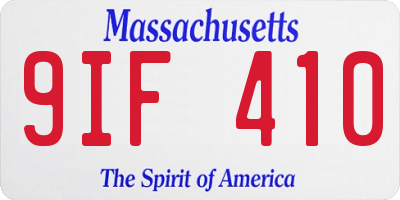 MA license plate 9IF410