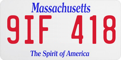 MA license plate 9IF418