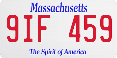 MA license plate 9IF459