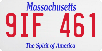 MA license plate 9IF461