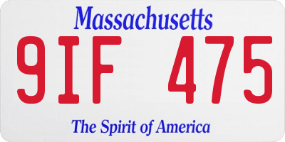 MA license plate 9IF475