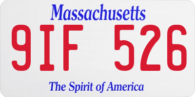 MA license plate 9IF526
