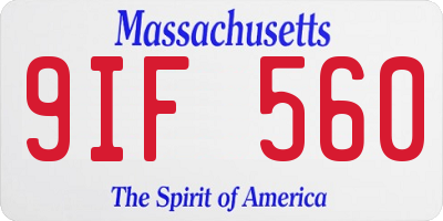 MA license plate 9IF560