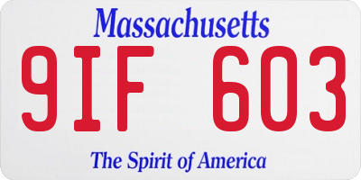 MA license plate 9IF603
