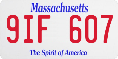MA license plate 9IF607