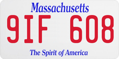 MA license plate 9IF608
