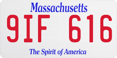 MA license plate 9IF616