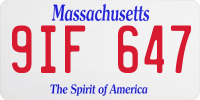 MA license plate 9IF647