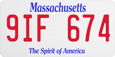 MA license plate 9IF674