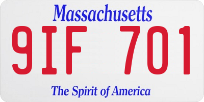MA license plate 9IF701