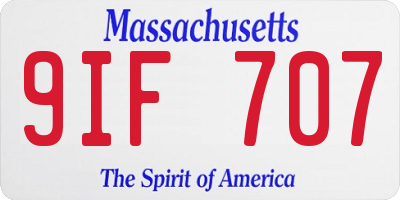 MA license plate 9IF707