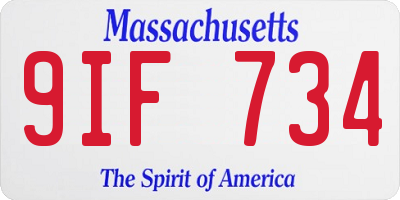 MA license plate 9IF734