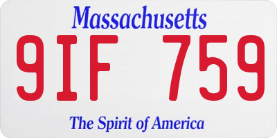 MA license plate 9IF759