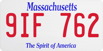 MA license plate 9IF762