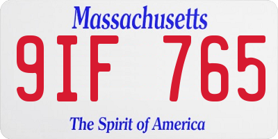 MA license plate 9IF765