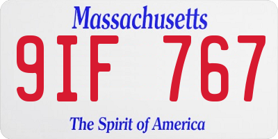 MA license plate 9IF767