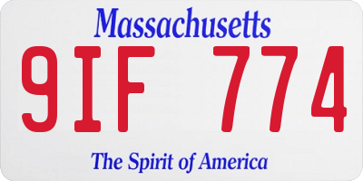 MA license plate 9IF774