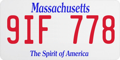 MA license plate 9IF778