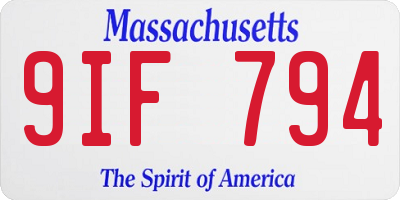 MA license plate 9IF794