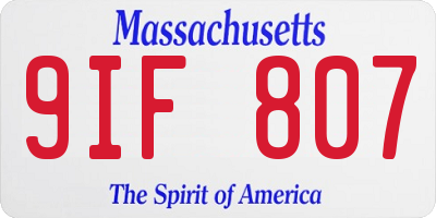 MA license plate 9IF807