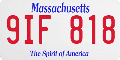 MA license plate 9IF818