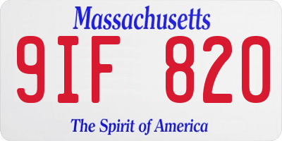 MA license plate 9IF820