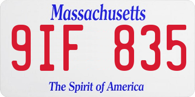MA license plate 9IF835