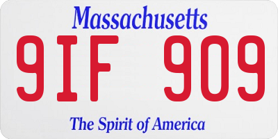 MA license plate 9IF909