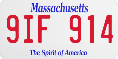 MA license plate 9IF914