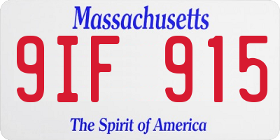 MA license plate 9IF915