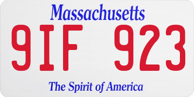 MA license plate 9IF923