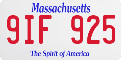 MA license plate 9IF925